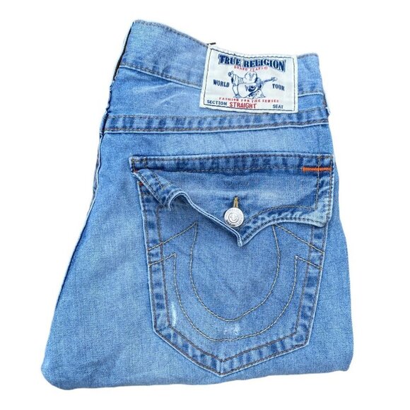 True Religion Jeans Size 34 STRAIGHT Blue - Picture 1 of 6
